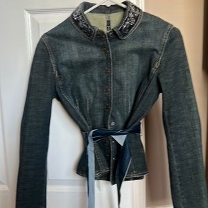 Dress Denim Beaded Collar jacket